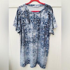 Misslook Womens Top Size 2X-Large Blue White Designed